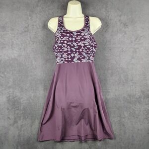 Smartwool Willow Lake Dress Womens Medium Purple Geometric Merino Wool Blend